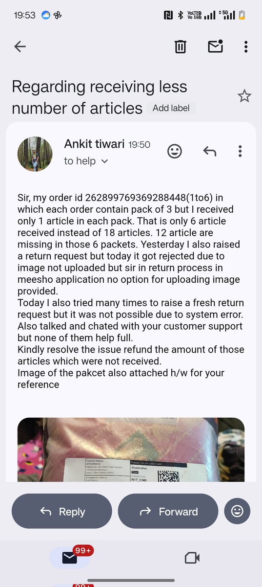 nkittiwri's tweet photo. @Meesho_Official 

Kindly resolve issue https://t.co/n6V1lyCL6E