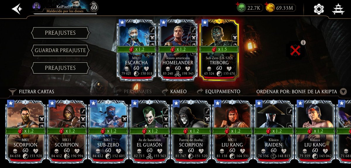 Kaipixel_'s tweet photo. We can't play Khaotic Kript with 2x Bonus this season because the character bonus is Triborgs! What were they thinking... #mkmobile @ManWithNoGame45 https://t.co/KFrU3dJSU0