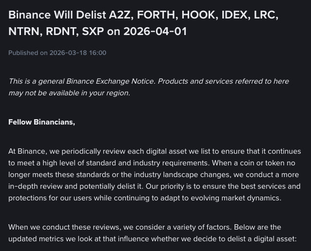 SKCoin1911's tweet photo. Binance delist 8 token spot vào 1/4/2026: - A2Z - FORTH - HOOK - IDEX - LRC - NTRN - RDNT - SXP Dự án xưa đình đám, HOOK còn Binance đầu tư cũng ko thoát. Anh em ôm nhiều chắc tiếc 🥲
RT lại cảm xúc của bạn hiện tại khi những đồng đã từng hold bị cắt thanh khoản. https://t.co/dNX2CaYQUf