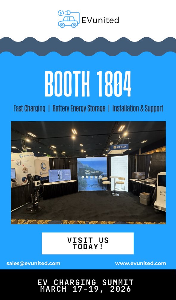 ⚡ Happy EV Charging Summit!⚡  

 Don't forget to swing by Booth #1804 to learn about Fast Charging, Battery Energy Storage, and Installation &amp; Support. If you have any questions email us at sales@EVunited.com 

#EVSummit #EVCharging #EVunited