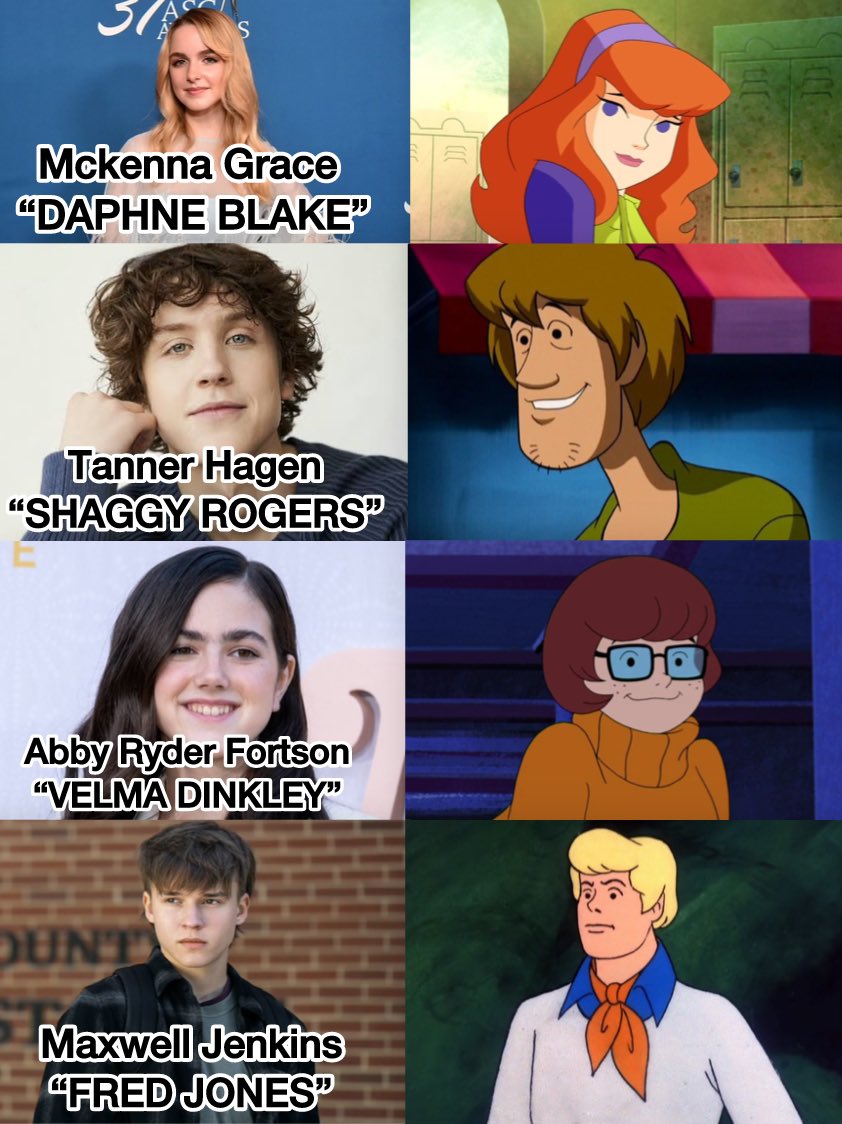 _danielencinas's tweet photo. Elenco confirmado de quienes protagonizarán a la pandilla “Misterio a la Orden” para serie Live-Action de #ScoobyDoo Origins

🔍 #MckennaGrace será #DaphneBlake. 
🔍 Tanner Hagen será Shaggie Rogers.
🔍 Abby Ryder Fortson será #VelmaDinkley.
🔍 Maxwell Jenkins será #Freddie Jones https://t.co/d650Hzhsb6