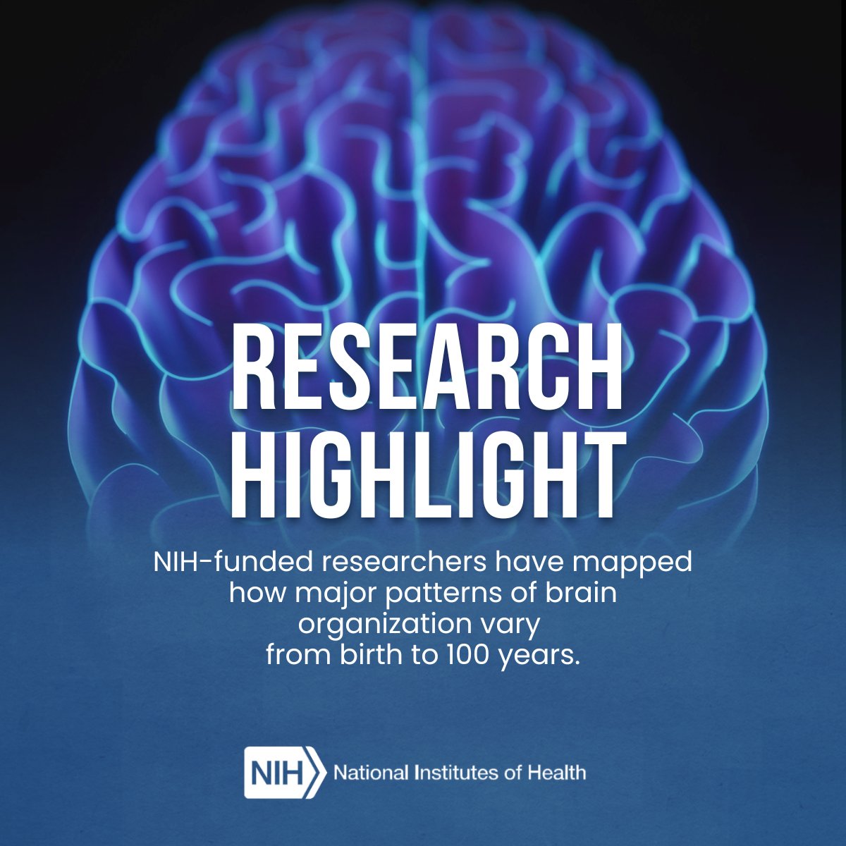 NIH-funded researchers have mapped how major patterns of brain organization vary from the first to the hundredth year of life. 

Researchers uncovered complex developmental trajectories and found that they aligned with various biological and behavioral measures, hinting that