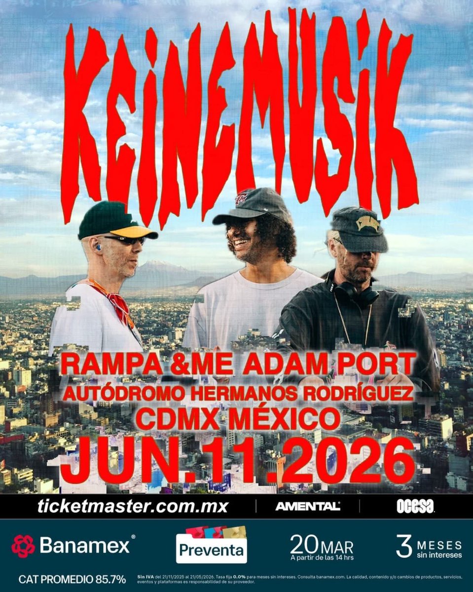 BeatLegacy01's tweet photo. La vibra de Keinemusik aterriza en CDMX próximo 11 de Junio ☁️
Preventa Banamex 20 de marzo 2pm
Venta General 21 de marzo 2pm https://t.co/wJzxckCGHU
