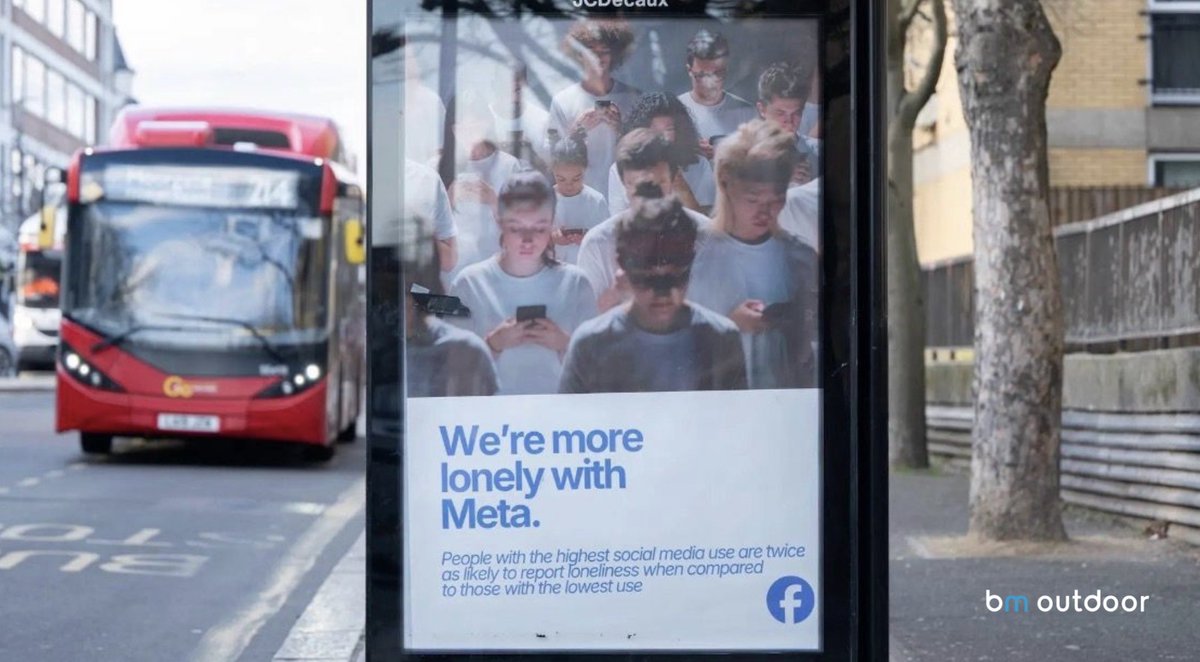 BMoutdoorMedia's tweet image. Same design language. Different message.

This London OOH campaign flips tech ads to highlight the youth mental health crisis. 📱

#OutdoorAdvertising #Activism #SocialMedia #MentalHealthAwareness