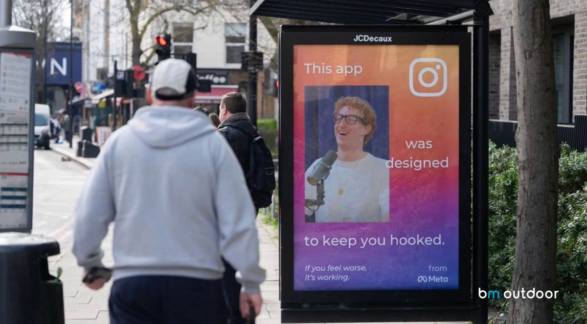 BMoutdoorMedia's tweet image. Same design language. Different message.

This London OOH campaign flips tech ads to highlight the youth mental health crisis. 📱

#OutdoorAdvertising #Activism #SocialMedia #MentalHealthAwareness