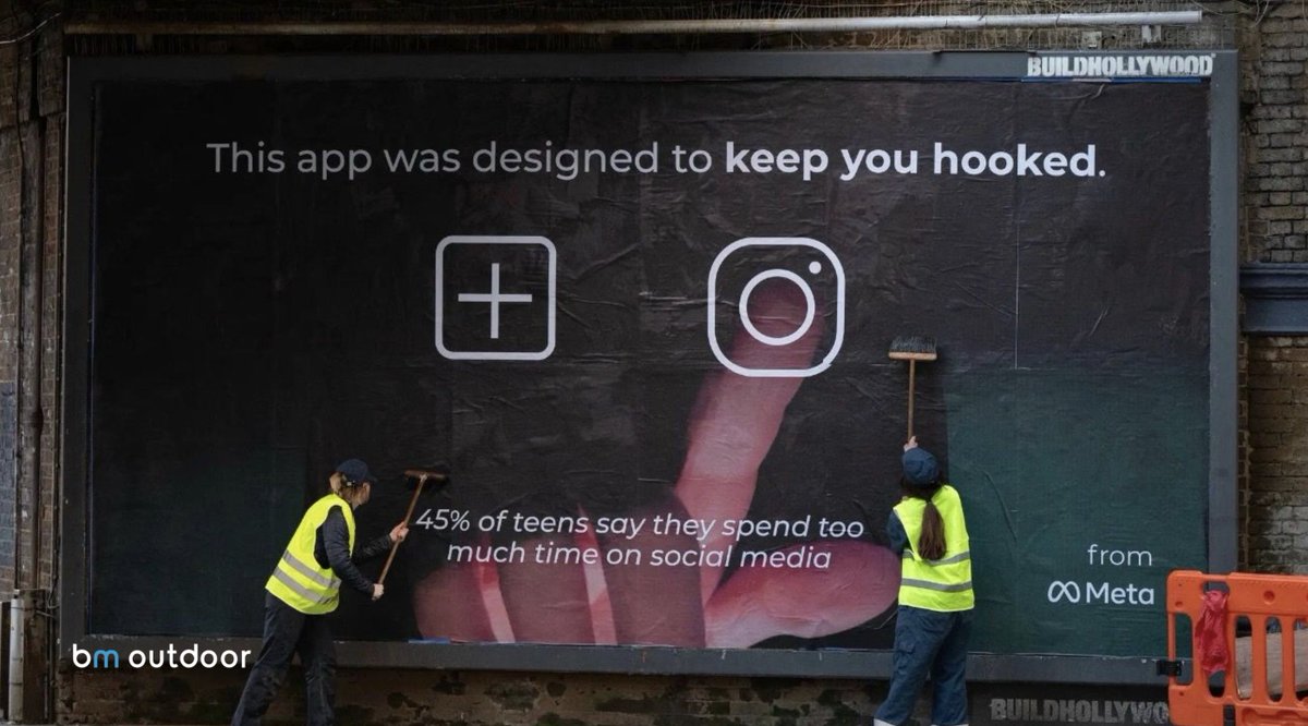 BMoutdoorMedia's tweet image. Same design language. Different message.

This London OOH campaign flips tech ads to highlight the youth mental health crisis. 📱

#OutdoorAdvertising #Activism #SocialMedia #MentalHealthAwareness
