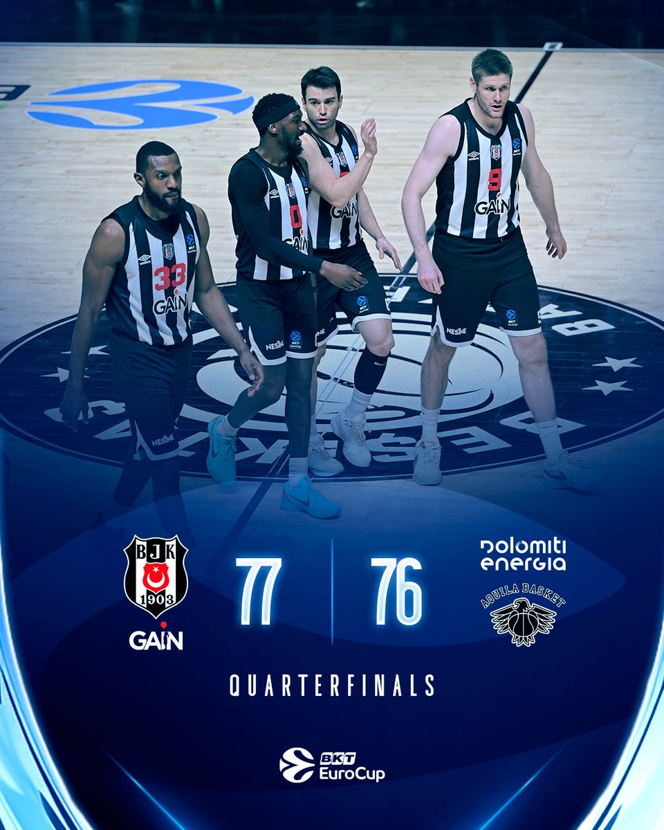 EuroCup's tweet photo. WHAT A GAME 😱

@BJK_Basketbol survives the battle and clinches the Semifinal spot 🦅

#RoadToGreatness https://t.co/GEzIq18NV3