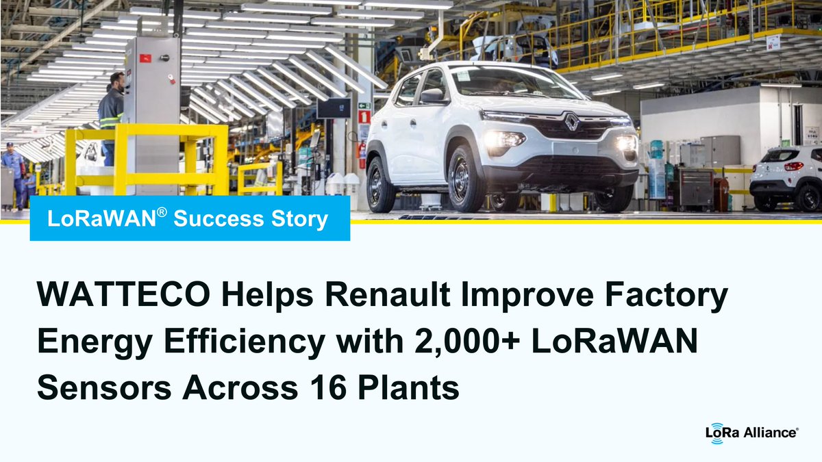 LoRaAlliance's tweet image. #LoRaAlliance member @nke_Watteco partnered with Renault to modernize factory operations using 2,000+ #LoRaWAN sensors across 16 European plants, monitoring 590 sectional doors to improve energy efficiency and operational visibility.

Learn more:
hubs.li/Q046Nsl30