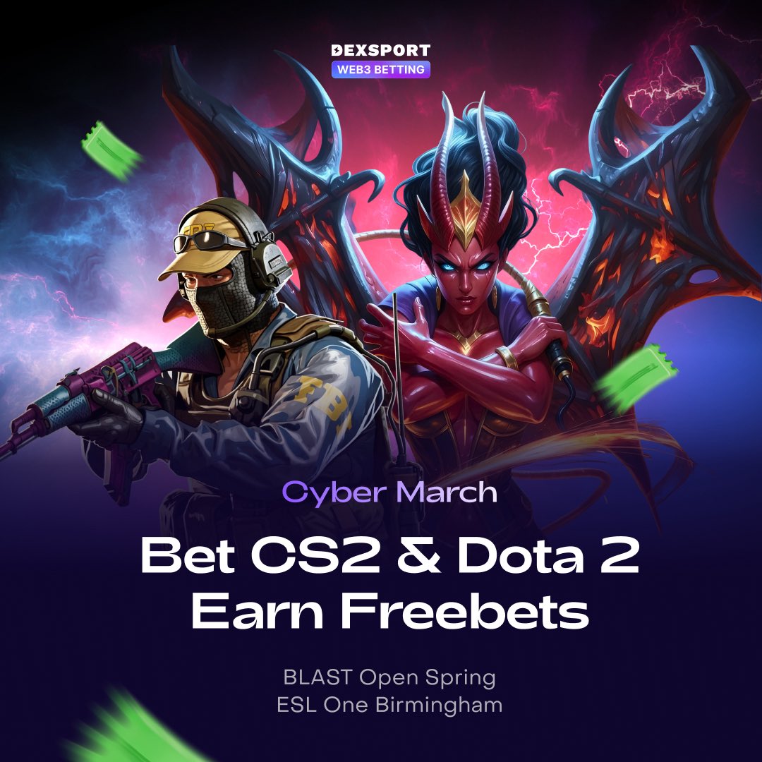 Yo… March is actually playable this time.

#BLASTOpen. #ESLOne Birmingham.
Top teams, constant action… but here’s the difference:

I’m not just watching anymore.

<a href="/Dexsport/">Dexsport</a>’s Cyber March promo is built different:
⚡️ Every winning bet = 1 point
⚡️ Points = freebets (converted