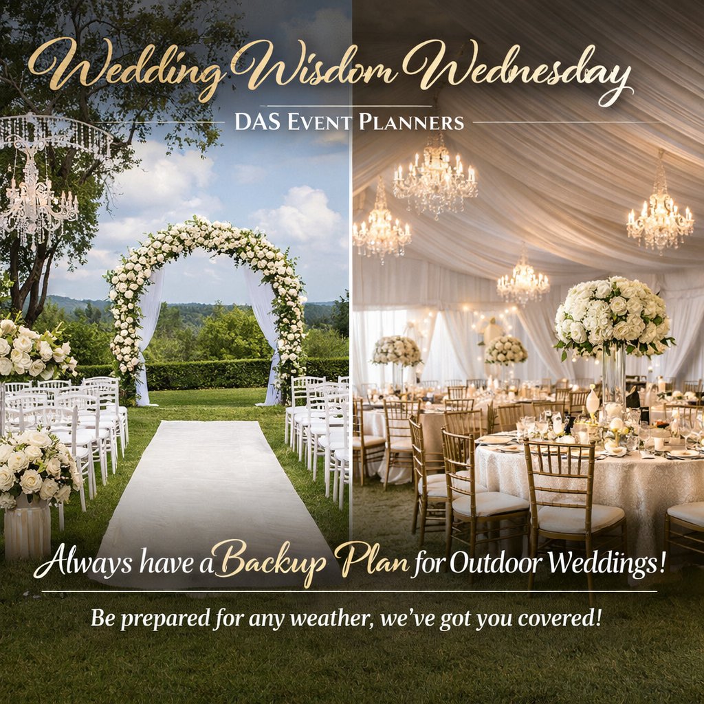 Das_Events's tweet image. 💍 Wedding Wisdom Wednesday

Always have a backup plan for outdoor weddings. From tents to indoor alternatives, being prepared saves your big day.

#WeddingTips #WeddingPlanning #UgandaWeddings