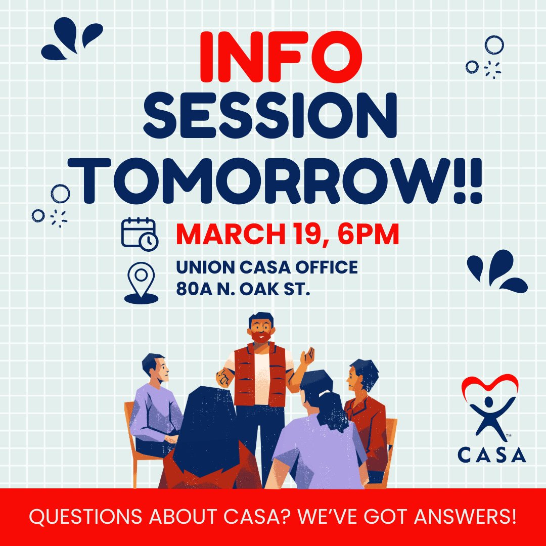 casamideastmo's tweet photo. TOMORROW NIGHT - 6PM!

If you or someone you know wants to learn about CASA - here's your chance! Stop by the office in Union - we'll be here to answer any and all questions!

No pressure, no obligations, just a chance to learn.

Hope to see you! https://t.co/bVjMOA4vVS
