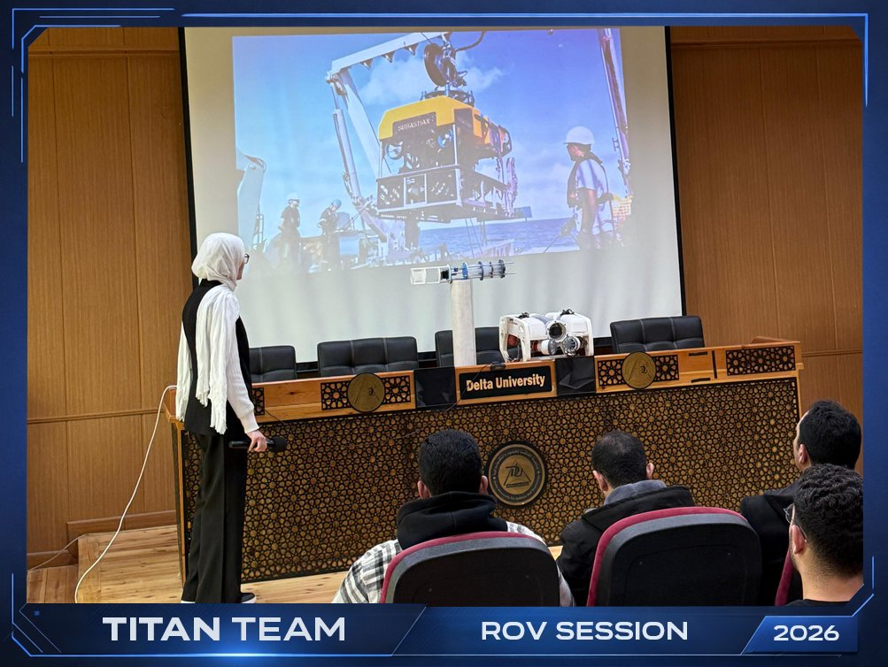 Titanteam25's tweet photo. 🌊 ROV Session Opening

An introduction to Team Titan by Shaimaa Sherif, followed by ROV basics, components, control systems, and the MATE ROV competition.

#Titan #MATEROV https://t.co/h1Ro4Ikqr0