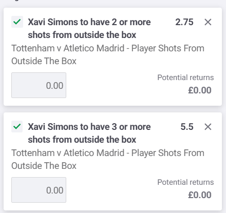 TipsCentral2026's tweet photo. 🇳🇱Simons has had 22 shots from outside the box in 17 starts in the prem this season and has had 5 shots from outside the box in 5 starts in the UCL this season.

Units advised:
2 or more shots=1 unit
3 or more shots=0.5 units
1 or more shots on target=1 unit
2 or more shots on target=0.25 units