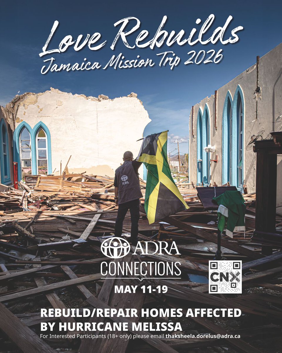 adracanada's tweet image. Turn compassion into action 💙

Join ADRA Connections (May 11–19) to help rebuild homes after Hurricane Melissa in Jamaica. Make a real difference.

18+ only
📩 thaksheela.dorelus@adra.ca

#MakeAnImpact #CompassionInAction #ADRA