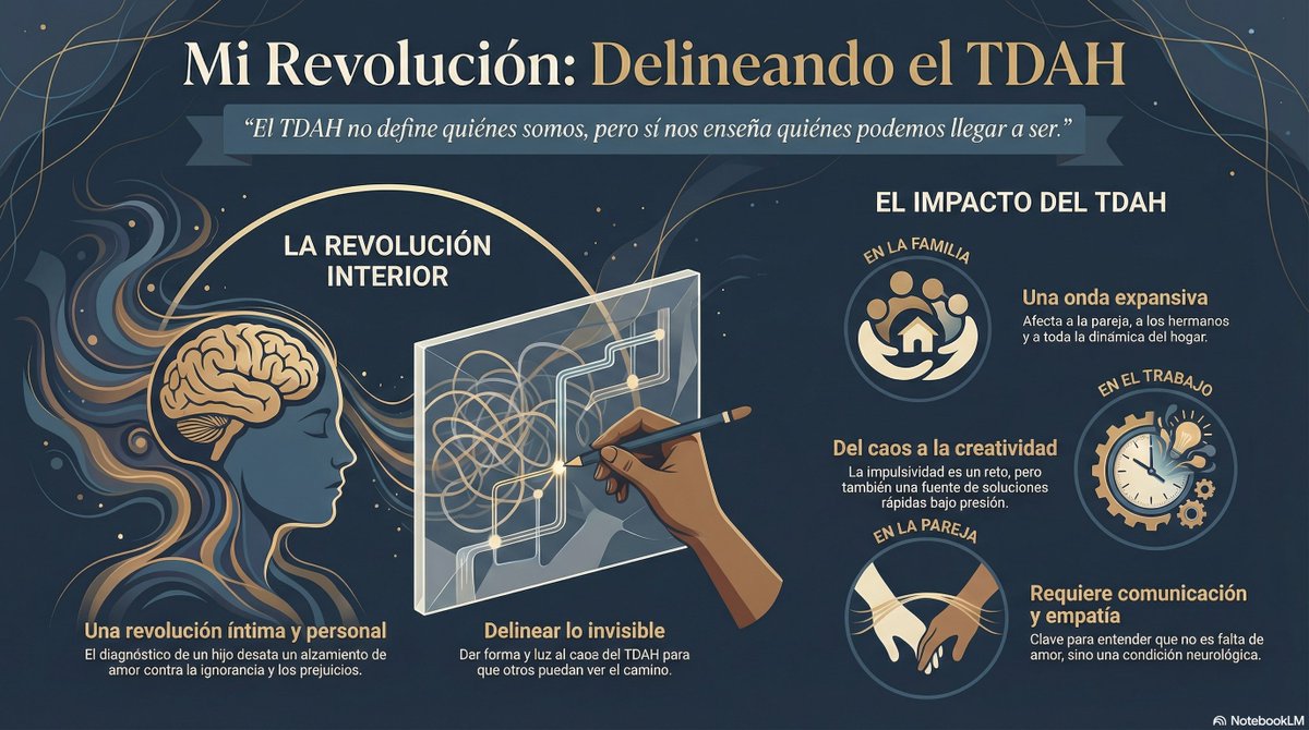 TenemosTDAHSBD's tweet photo. "Descubrir el TDAH no fue simplemente ponerle un nombre a lo que nos pasaba. Fue en realidad, mirarme al espejo por primera vez con una mirada distinta, sin juicio, con más comprensión."
'Mi Revolución. Delineando el TDAH.'
A la venta en Amazon. https://t.co/Yh1AcCEfP5 https://t.co/oAHojfVAGp
