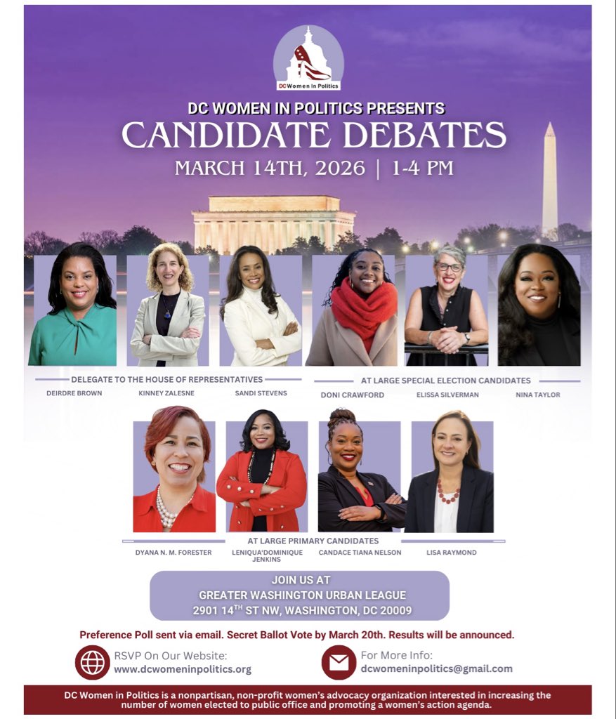DoniCrawford's tweet photo. โ
Crushed our first debate on Saturday! Please keep voting for me at the DC Women in Politics poll through the link in bio. ๐๐พโโ๏ธ
See you out on the campaign trail! ๐๐พ
#DCforDC #SpecialElection2026 #AtLarge #DCCouncil https://t.co/WpNqKXY6Gf