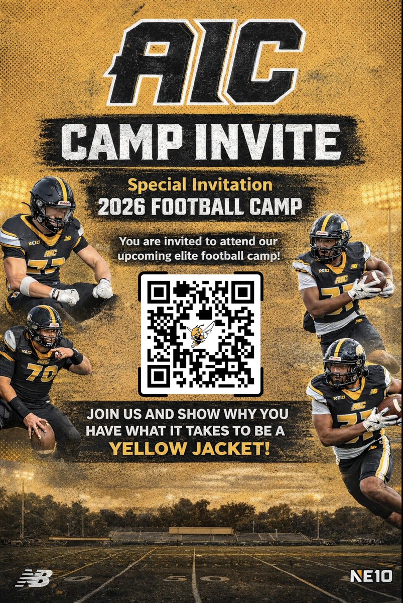 CoachAjLocke's tweet image. RECRUITS,

Come EARN IT⬇️ @AICFootball 
(D2) (NE-10)🐝

 Camp Registration 🔗: shorturl.at/fPgJk

Personal Invites Going Out! 📤

#GoJackets🐝 | #BuildingBetter
