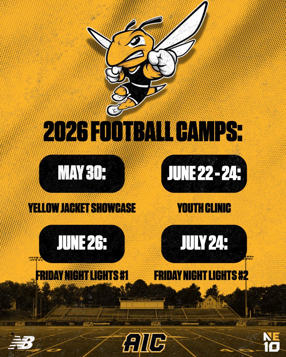 CoachAjLocke's tweet image. RECRUITS,

Come EARN IT⬇️ @AICFootball 
(D2) (NE-10)🐝

 Camp Registration 🔗: shorturl.at/fPgJk

Personal Invites Going Out! 📤

#GoJackets🐝 | #BuildingBetter