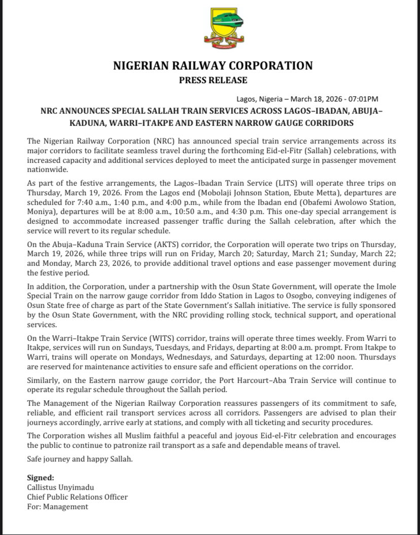 NIGERIAN RAILWAY CORPORATION tweet media