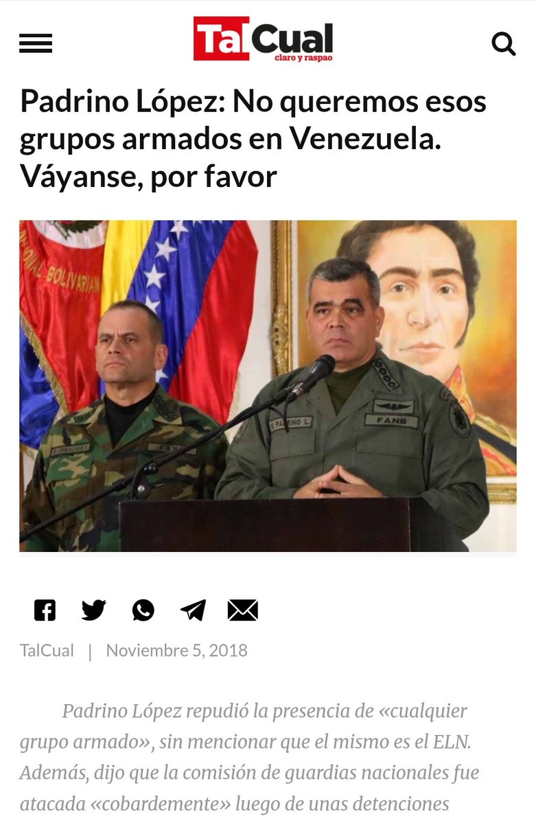 Padrino López pasará a la historia como la ignominia más grande de la FAN.

No sólo permitió la infiltración de cubanos, rusos e iraníes, sino que la guerrilla y narcotráfico controlaran nuestras fronteras. 

No olvidemos el "Váyanse, por favor" al ELN después de asesinar a 3 GN.