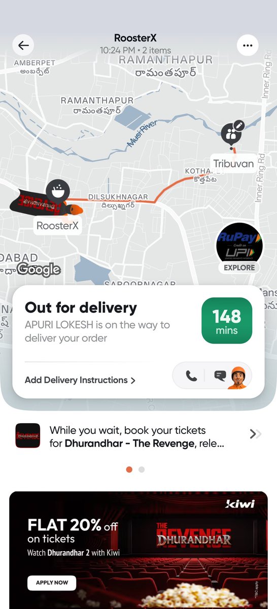 saDchaD__'s tweet photo. This has to be the worst food delivery app in India @Swiggy @SwiggyCares @SwiggyDEHyd. The customer support is so pathetic,why don't you hire some real people to acknowledge issues. It's been 3 hours since I placed my order and its still not delivered. https://t.co/HlIXwUYSTG