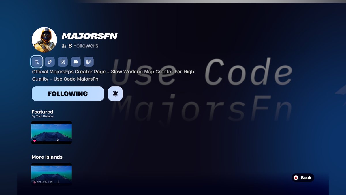 CodeMajorsFn's tweet photo. My Maps Code : 8540-6686-0803 

It’s My First Map just a 1v1 map but soon I’m working with my partner to make ZoneWar Map and Orhers in the mean time just made a 1v1 map 

#fortnite #epicpartner #creativemap https://t.co/OIzf5zr0TT