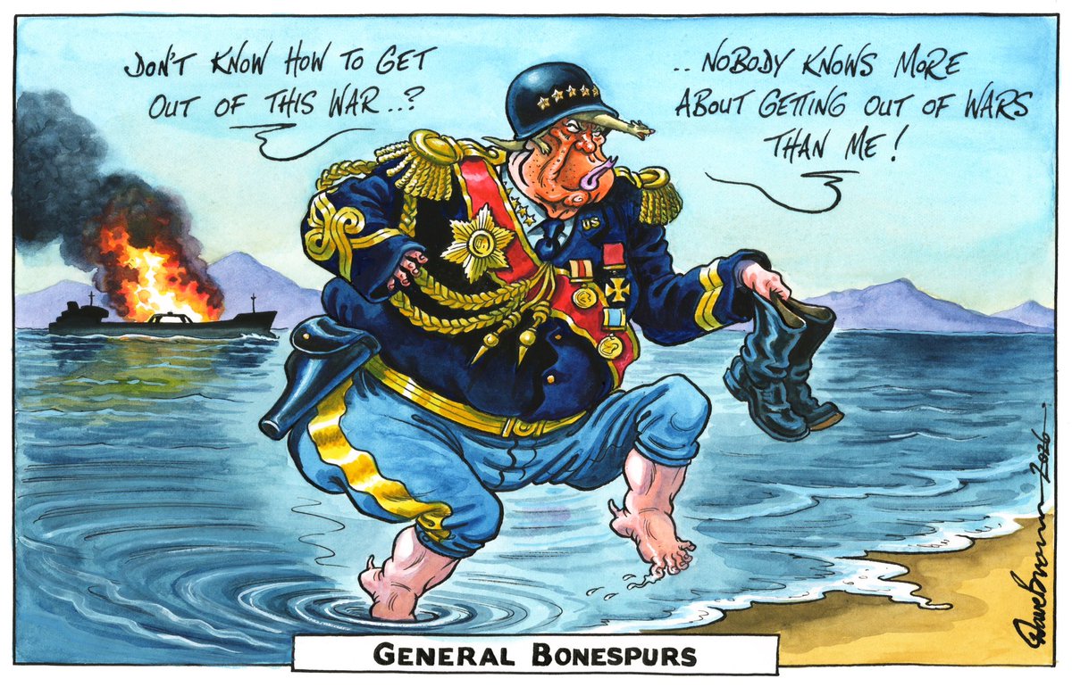 Cartoon4sale's tweet image. Dave Brown @DaveBrownToons on #Trump #StraitsOfHormuz #AttackOnIran #Iran #IranWar #MiddleEastConflict #TrumpWar @Independent – political cartoon gallery in London original-political-cartoon.com