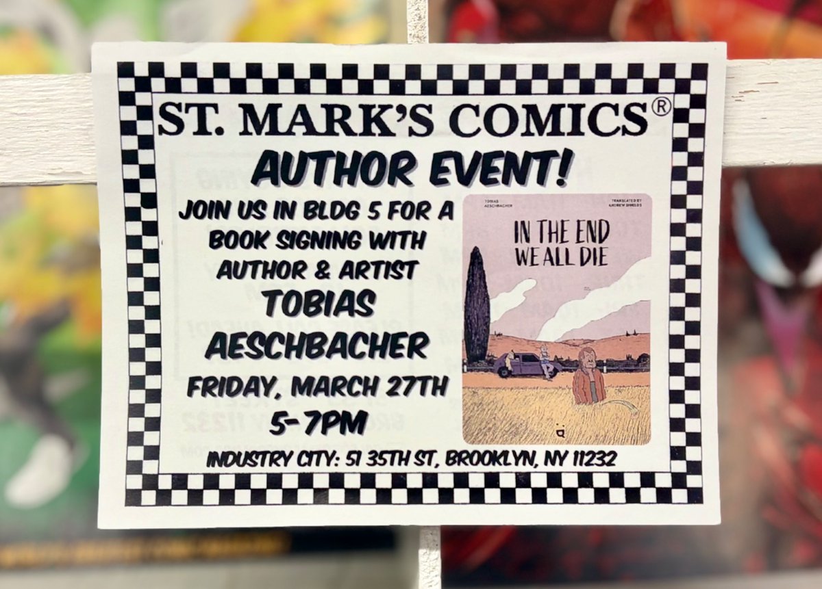 StMarksComicsNY's tweet photo. And the hits just keep on comin’! Check out our awesome author event this Friday!
#stmarkscomics #industrycity #shoplocal #smallbusiness #brooklyn #nyc #thingstodoinnyc #comics #signing #comicsigning #intheendwealldie #intheendwealldiesigning #helvetiq https://t.co/yf5QLtUw27
