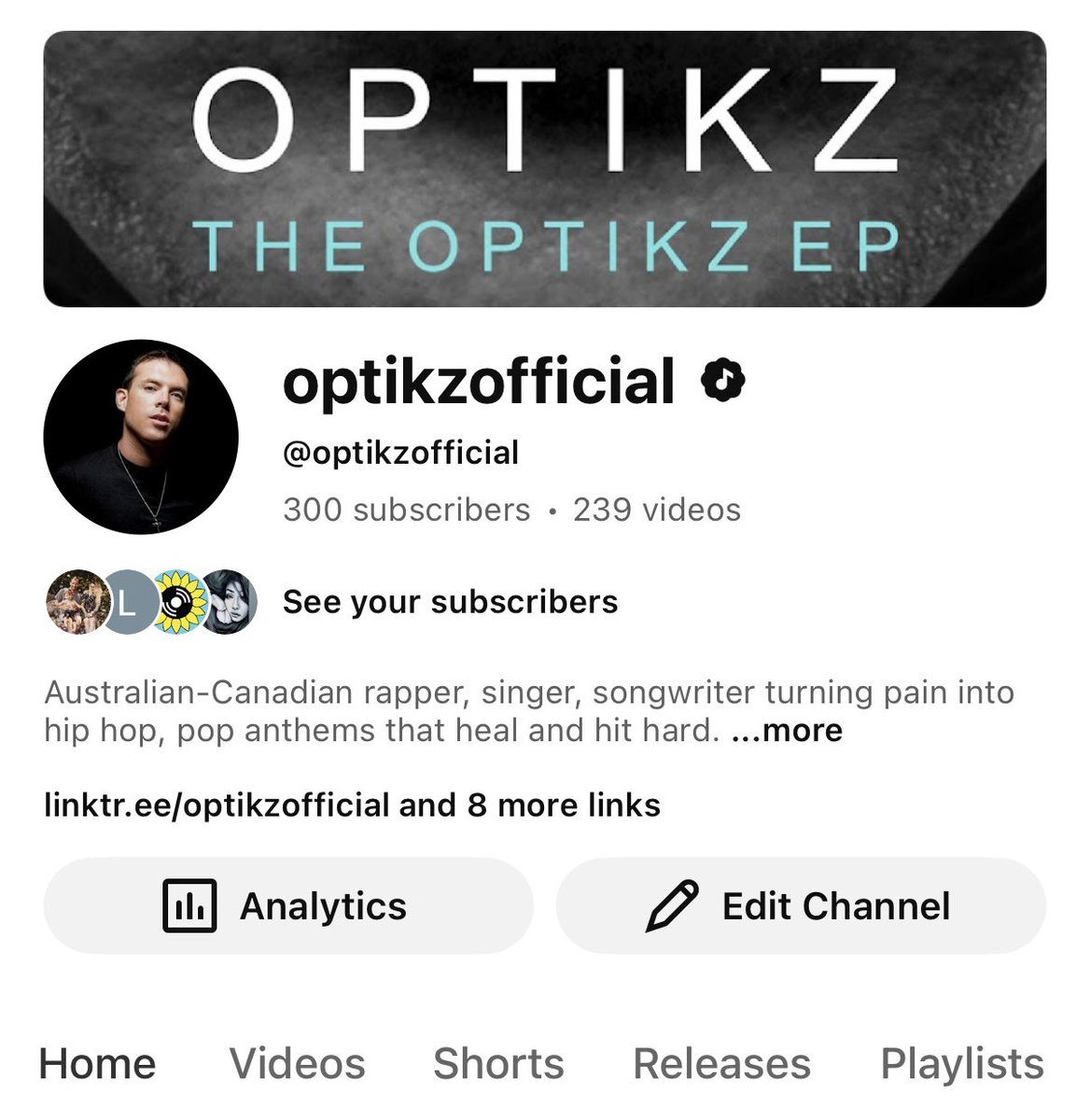 optikzofficial's tweet image. Hit 300 subscribers today, not a huge number in the grand scheme of things but a milestone nonetheless. It’s important to celebrate victories no matter how small or big they are. Thanks for subscribing to my channel and listening to my music y’all! 🙂😌🙌🏻 #Optikz #300Subscribers