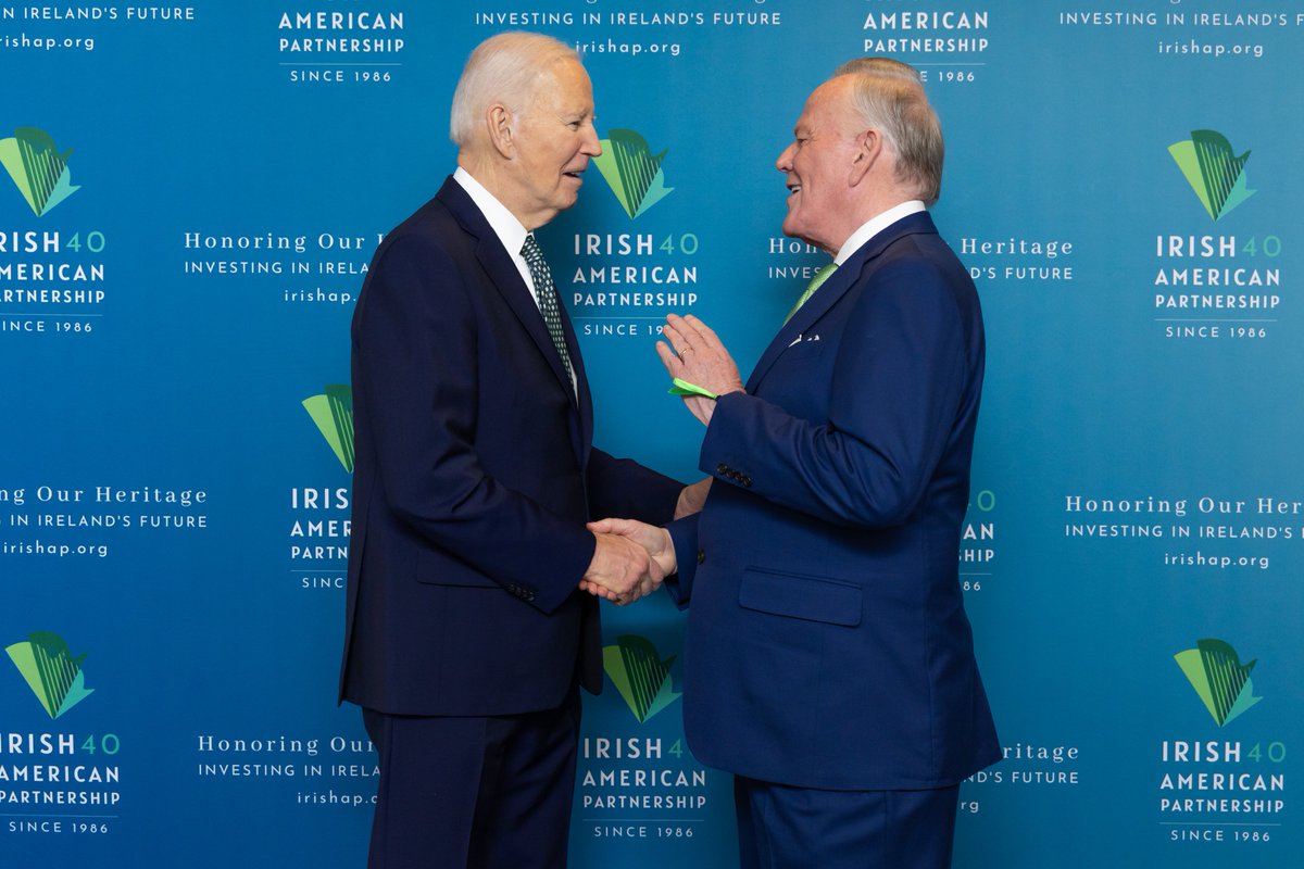 jimbrettnec's tweet photo. Honored to join the @Irishaporg's St. Patrick’s Day celebration, marking 40 years of strengthening the bond between Ireland and the US.

Great to be among leaders from across our region—and to be in the room with President @JoeBiden—celebrating this enduring partnership. https://t.co/t37D2DJ6oH