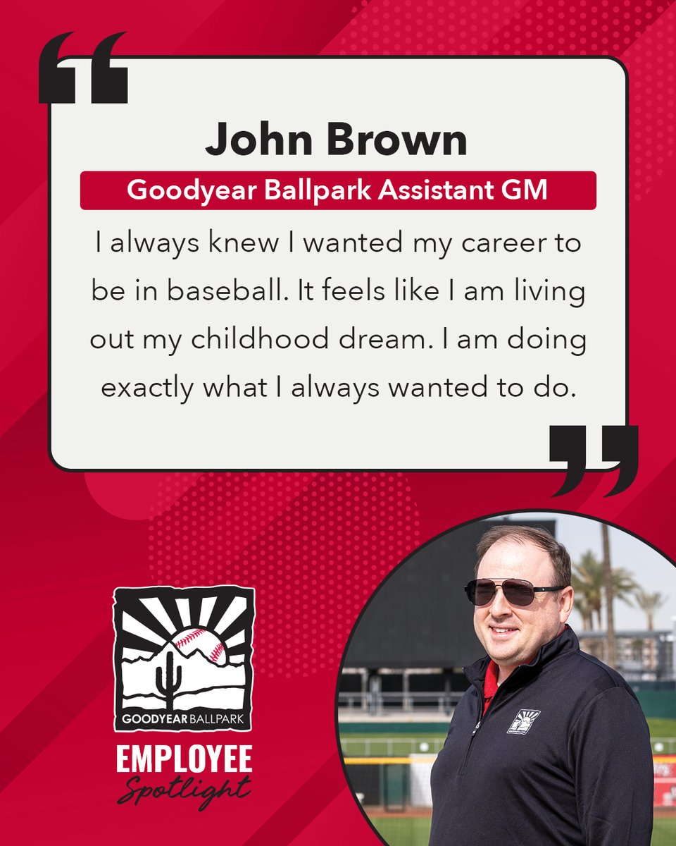 GoodyearAZGov's tweet image. For John, working at Goodyear Ballpark is more than a job. It is a lifelong dream that started back in Ohio and grew through years of baseball memories, family spring training trips and a passion for the game. ⚾ #GoodyearBallpark #SpringTraining #GoodyearAZ

Read more in