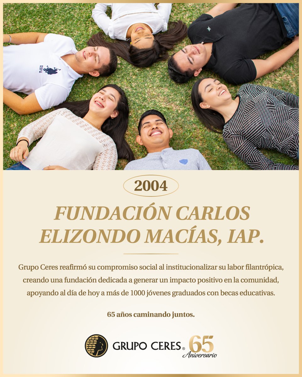 Nuestra responsabilidad social se representa en Fundación Carlos Elizondo Macías IAP. cuya principal misión es ayudar a los jóvenes a cursar una carrera universitaria mediante un programa de becas.
.
.
.
.
#Grupoceres #grupo_ceres #grupoceres65aniversario  #sinaloa #becas