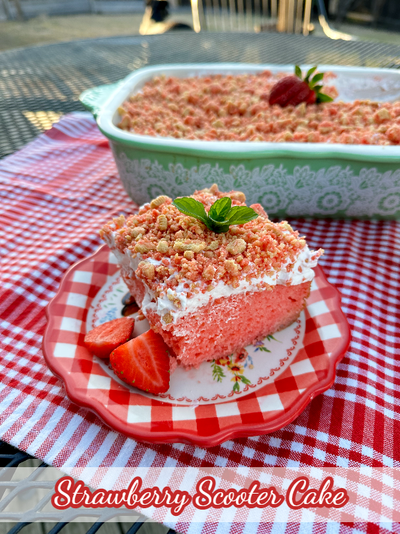 mommyskitchen's tweet photo. Do you remember those yummy Good Humor Strawberry Crunch Ice Cream Bars? You know the ones that you get in the school cafeteria. Well, today I'm sharing a cake version of that yummy strawberry ice cream treat! #cake #scootercake  RECIPE: https://t.co/9Gjq87wSyS https://t.co/UHd9N15Eet