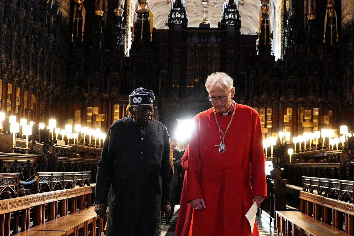 implmaterial's tweet photo. 🇳🇬 The Presidential Couple privately visited St George’s Chapel Windsor where Mr &amp; Mrs Tinubu would have had the opportunity to lay flowers at the tomb of Queen Elizabeth II https://t.co/3kCJT6Wqvk