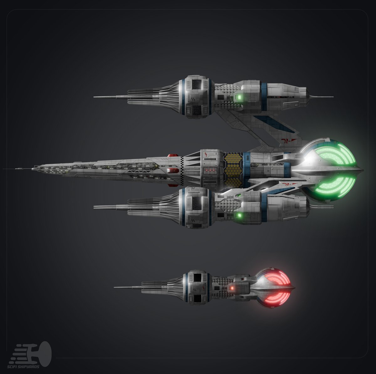Reimagined #Liberator &amp; System Pursuit ships from Blake's 7.

#TheLiberator #spaceship #Blakes7 #scifi #Starship