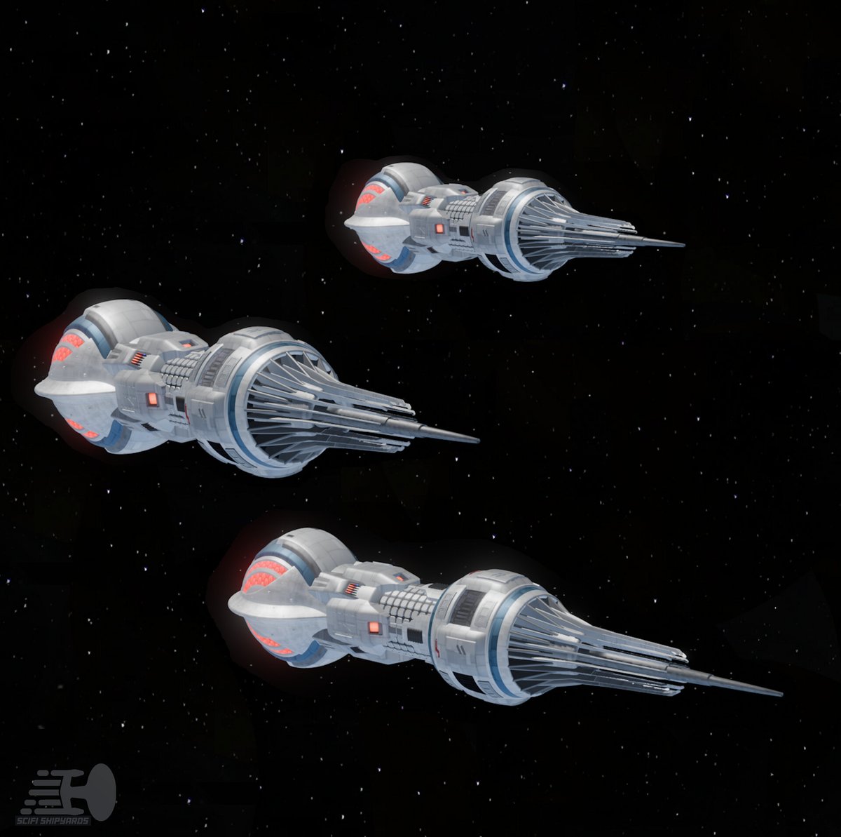 Reimagined #Liberator &amp; System Pursuit ships from Blake's 7.

#TheLiberator #spaceship #Blakes7 #scifi #Starship