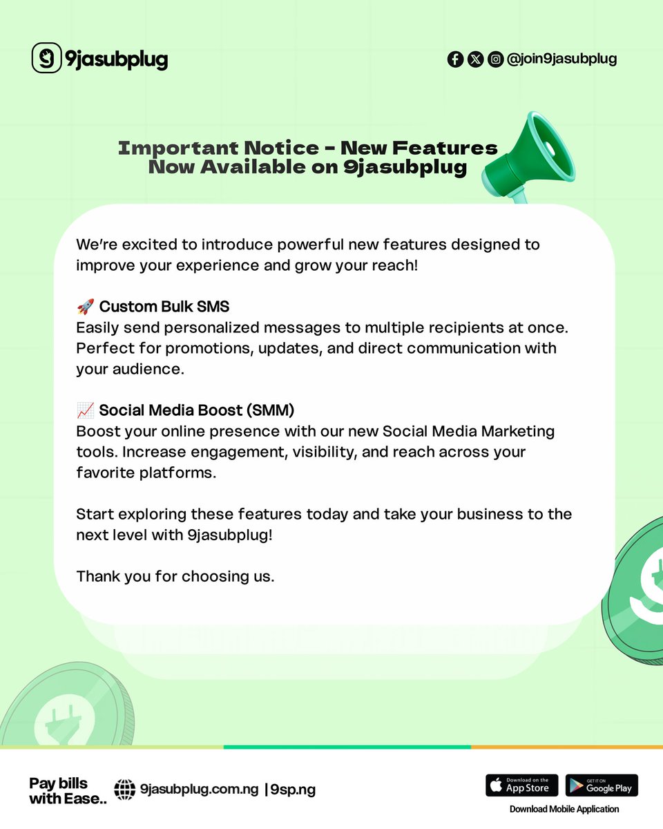 9sp_support's tweet photo. 📢 New Features Now Available on 9jasubplug @join9jasubplug https://t.co/XA2B7IS1gS