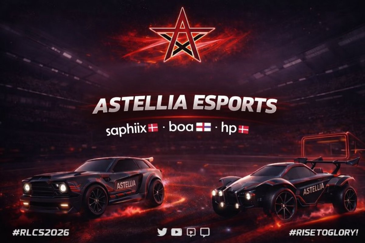 AstelliaeSports's tweet photo. Our RLCS Open 4 Lineup! 

Roster: 
@saphiix_ 
@hprl_ 
@boacrdbl 

Khan left the roster at January 25th https://t.co/Q7JTQ6ytLE