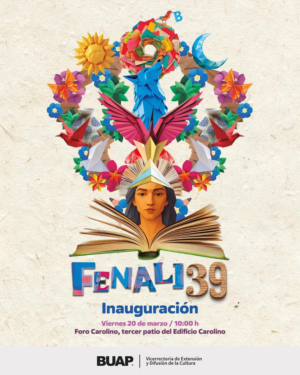 ReplicaTurismo's tweet photo. Anuncia BUAP la FENALI 39, del 20 al 29 de marzo
#Puebla #FENALI #Libros #Escritores #BUAP #Ferias 

https://t.co/vAZk2kp0hX https://t.co/2lpUJtG5is