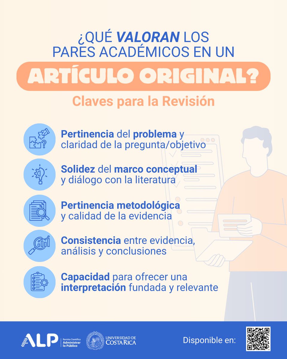 RevistaALP's tweet photo. ¿Qué buscan los pares académicos al revisar artículos? Pertinencia del problema; solidez del marco conceptual y diálogo con la literatura; pertinencia metodológica; calidad de la evidencia; consistencia entre evidencia, análisis y conclusiones @CICAPUCR https://t.co/k0YWnDRTUl https://t.co/lsBwe3SQvI