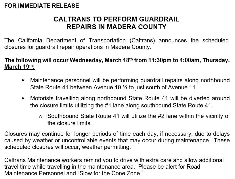 Caltrans District 6 tweet media