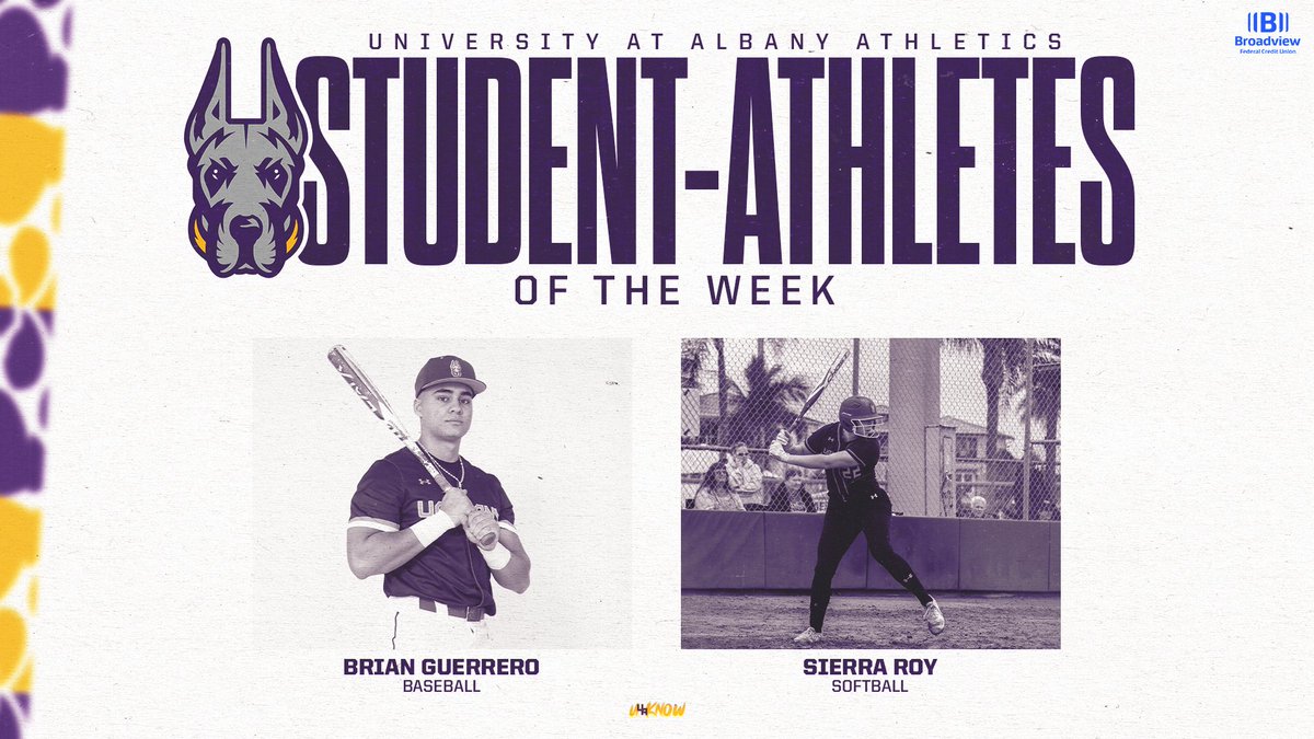 Congratulations to this week's UAlbany Athletes of the Week!

- Brian Guerrero, <a href="/UAlbanyBaseball/">UAlbany Baseball</a> 
- Sierra Roy, <a href="/UAlbanySB/">UAlbanySB</a> 

📰 tinyurl.com/23nneu37

#UAUKNOW