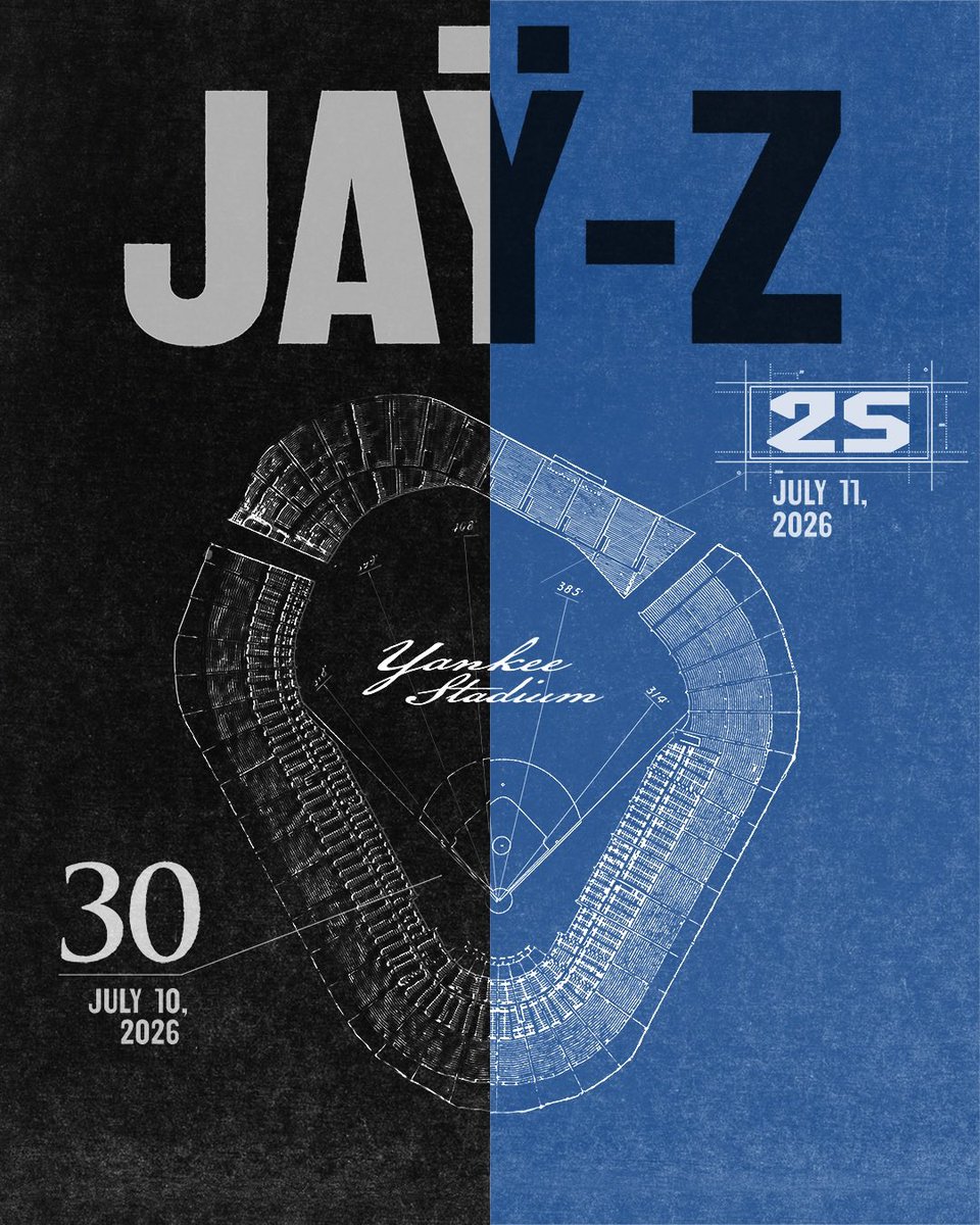 Two historic nights to celebrate the iconic albums Reasonable Doubt and The Blueprint

JAŸ-Z 30 on Friday, July 10
JAŸ-Z 25 on Saturday, July 11
Yankee Stadium

Stay Tuned