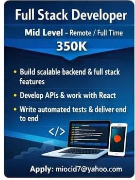 Remote roles: Fullstack Developer UX Designer Cloud Engineer Growth Hacker