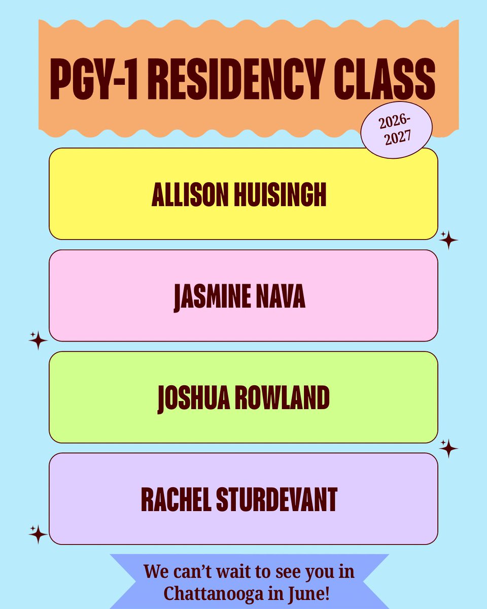 CSH_TNGA_RX's tweet photo. We are beyond excited to announce our Pharmacy Residency Class for 2026-2027! Can’t wait to have you here in just a few months🥳 https://t.co/OdjHjyIAEq