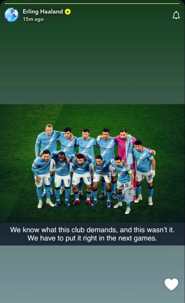 FutbolHub_'s tweet photo. 🚨📲| Erling Haaland on Snapchat:

“We know what this club demands, and this wasn't it. We have to put it right in the next games.“ 🩵✨ https://t.co/iVh5GTbWMc