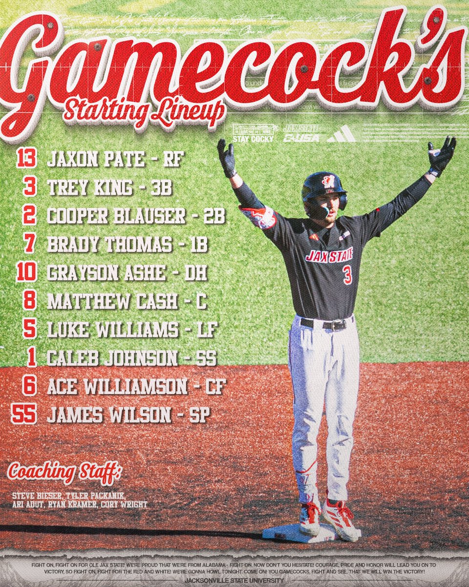 JaxStateBB's tweet photo. Let's get it rolling 🤘

#StayCocky🐔 | #FearTheBeak👌 https://t.co/L3OkbtGQrJ