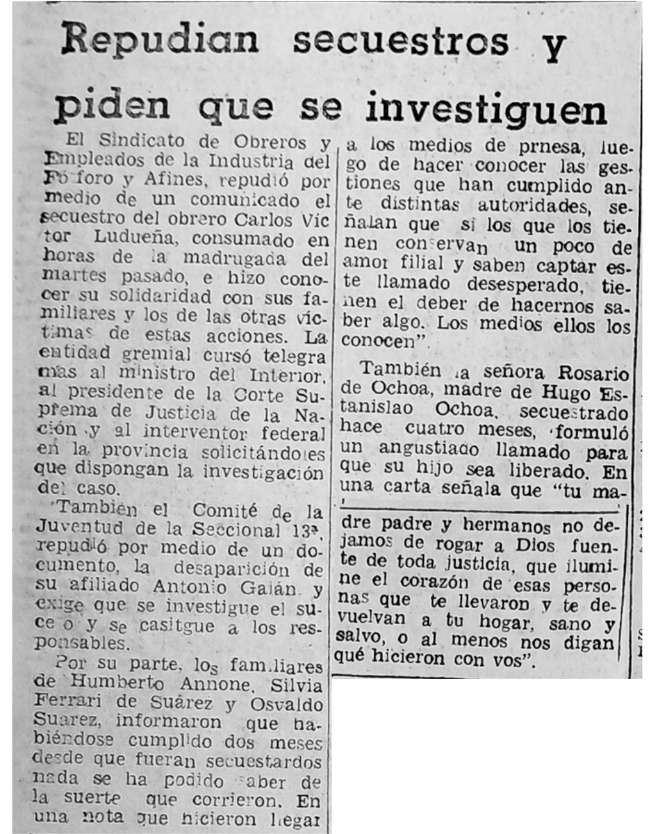 soy_el_76's tweet photo. 📰 La Voz del Interior
📍 Domingo 14 de marzo de 1976

💬 "Repudian secuestros y piden que se investiguen"

#argentina #lavozdelinterior #secuestros https://t.co/jsTNrtXrWP