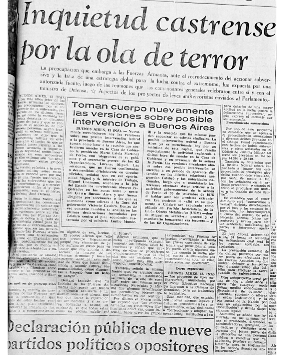soy_el_76's tweet photo. 📰 La Voz del Interior
📍 Domingo 14 de marzo de 1976

💬 "Inquietud castrense por la ola de terror"

#argentina #lavozdelinterior #oladeterror https://t.co/uOB2IaCLpV