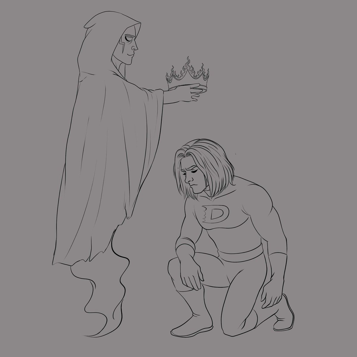 Erika_999dw's tweet photo. In the stillness of the night, destiny is passed from one timeless force to another.👑As Clockwork offers the crown, Danny kneels not in weakness, but in acceptance of a fate far greater than himself.

#DannyPhantom #Clockwork #DigitalArt #FanArt #FantasyScene #EpicMoments #XArt https://t.co/ES2MlWMz18